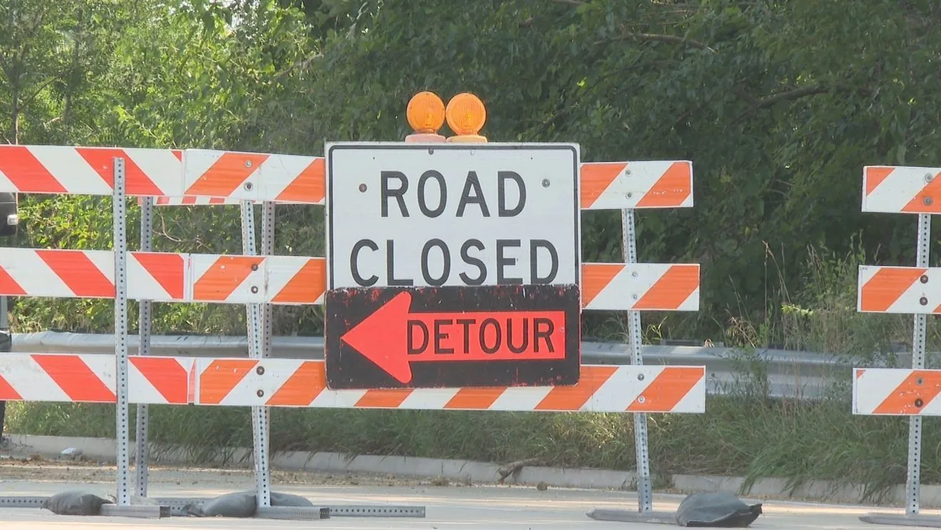 Floodwater covers a roadway in the Texas Panhandle as officials warn drivers to stay off closed roads