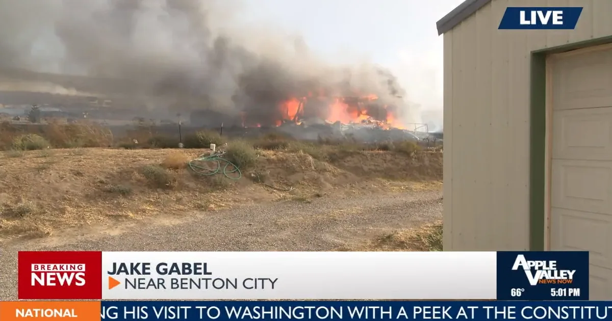 Second Street Fire Near Benton City Grows to 1,156 Acres, Triggers Level 3 Evacuations, Closes Interstate 82 and Forces School Game Postponement