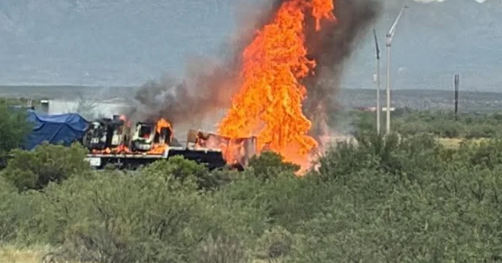 Police and highway response vehicles at a crash scene on an interstate